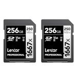 Lexar 256GB (2-Pack) Professional 1667x SDXC Memory Cards, UHS-II, C10, U3, V60, Full-HD & 4K Video, Up to 250MB/s Read, for Professional Photographer, Videographer, Enthusiast (LSD1667256G-B2NNU)