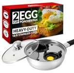 Nonstick Egg Poacher Pan, 2 Poached Egg Cups, Easy Poached Egg Cooker Stainless Steel, Perfect Eggs Benedict Maker, Egg Poaching Pan, PFOA-Free Silicone Spatula - Modern Innovations