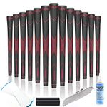 Champkey Traction-X Golf Grips Set of 13(5 Oz Solvent,Hook Blade,15 Tapes & Vise Clamp Available)-Choose Between 13 Grips & All Repair Kits and 13 Grips & 15 Tapes (Black&Red(Repair Kits),Standard)