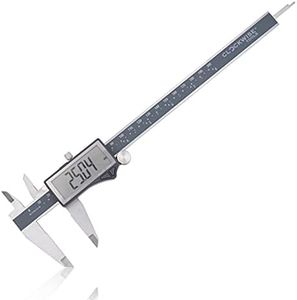 Clockwise Tools IP54 Grade Digital Caliper, DCLR-0805 0-8" /200mm, Inch/Metric/Fractions Conversion, Stainless Steel, Large LCD Screen