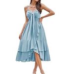 GRACE KARIN Women Bohemian Suspender Dress Sweetheart Neck Sleeveless Cocktail Party Dress Light Blue M