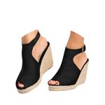 Orthopedic Sandals for Women Espadrille Wedge Platform Sandals Womens Open Toe Slip On Casual Shoes Strap Buckle Slides