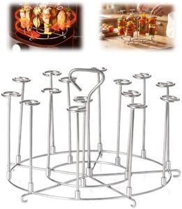 Stainless Steel Air Fryer Skewer Rack, 2026 New Vertical Skewer Rack, Multifunctional Kebab Skewer Rack for Kitchen And BBQ, Portable Meat Skewer Holder for Home Cooks,15 Skewers:Short