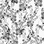 VEELIKE Black and White Floral Wallpaper Leaf Contact Paper Peel and Stick Watercolor Flower Prints Wall Mural Wallpaper Boho Botanical Wall Art Livingroom Bedroom Furniture Stickers 44.5cm×300cm