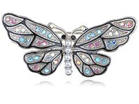 Mosaic Multicolor Crystal Rhinestone Faux Pearl Body Butterfly Moth Pin Brooch