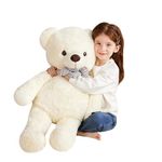 EARTHSOUND Giant Teddy Bear Stuffed Animal - Large Plush Toy Big Soft Toys - Huge Life Size Jumbo Cute Oversized Fat Bears Animals - Gifts for Girls Boys Kids Girlfriend (White, 30 inches)