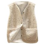 Women's Gilets Sleeveless Fluffy Waistcoat Teddy Fleece Gilet for Women Fur Fuzzy Coat Outwear Ladies Gilets and Bodywarmers Autumn Winter Soft Jacket (UK, Alpha, M, Regular, Regular, Beige)