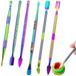 6 Pack Wax Carving Tools, Stainless Steel Sculpting Tools, Double-Ended Carving Tools for Wood, Wax, Clay, Pottery, Rainbow Color