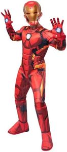 Marvel Iron Man Official Youth Halloween Costume - Padded Jumpsuit with Gloves and Plastic Mask (S) Multi