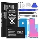 Battery for iPhone X, 4900mAh 2023 New Upgrade Ultra High Capacity Replacement 0 Cycle Battery Compatible with iPhone X A1865, A1901, A1902 with Complete Repair Tool Kit and Instructions