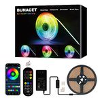 20FT LED Strip Lights COB Smart IC, 24V RGB LED Lights for Bedroom with RF Remote Smart App Button Controller Music Sync Color Changing Strip Lights for Game Room Kitchen Cabinet Lighting