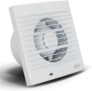 EINTTAX 4 Inch 100mm Bathroom Extractor Fan, 12W Silent Powerful Extractor Fan, Airflow 130m³/h, Wall/Window Mounted Ventilation Exhaust Fan for Bathroom Kitchen Toilet - White (No Timer)
