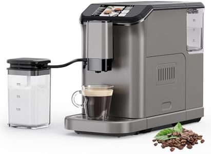 Garvee Fully Automatic Espresso Machine with Grinder,20 Bar Pressure & Auto Milk Frother,1.5L Tank,6 One-Touch Recipes for Latte/Cappuccino, Compact Design for Home Use