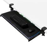 VIVO Large Under Desk Keyboard Tray with RGB LED Light Mouse Pad, C-clamp Mount, 69cm (84cm Including Clamps) x 28cm Slide-Out Platform Computer Drawer for Typing, Black, MOUNT-KB05P