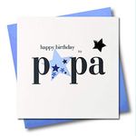 Claire Giles Hearts and Stars Happy Birthday Papa Card, Blue