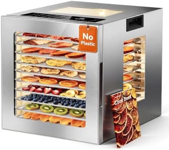 Manastin Food Dehydrator 10 Stainless Steel Trays 10 Presets, Silver