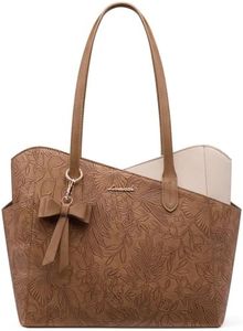 LOVEVOOK Womens Purses and Handbags Trendy Small Tote Purse with Zipper 2026 PU Leather Satchel Shoulder Bag for Work Travel Printed Brown