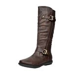 DREAM PAIRS Women's Faux Fur-Lined Knee High Fall Riding Boots,Size 8, Brown,Trace