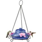 Nature's Way Bird Products ANTHF2-I Illuminated Antique Top-Fill Hummingbird Feeder, Light Blue/Pink