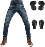 LOMENG Motorcycle Pants Riding Jeans Biker Motorbike Pants with CE Removable Armored for Men Blue EU32, LMPM08-Blue-L2A, 32 Regular