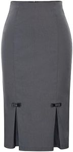 Plus Size Women Skirt Stretch Bodycon Midi Pencil Skirt Gray 3XL BP587-2