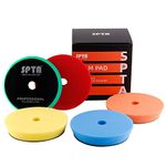 SPTA Buffing Polishing Pad, 5Pcs 150mm Polishing Sponges Wax Sponges Car Buffing Polishing Pad Foam Set for 125mm DA/RO Dual Action Polisher Sanding,Polishing, Waxing