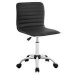 Adjustable Modern PU Leather Task Chair Desk Chairs Vanity Chair Makeup Chair Vanity Chair for Makeup Room,Office Small Desk Chair PU Leather,Black