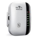 WIFI Booster Extender, Wireless WIFI Signal Repeater 2024 Newest Booster Up to 45+ Devices & Cover Up to 2500sq.ft, Easy Set Up Plug & Play Internet Boosters with 300Mbps for Home Office Garden 2.4GHz