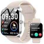 Smart Watch for Men Women with Bluetooth Call and Message Reminder, Fitness Watch 1.85" HD Touch Screen, 100+ Sports Modes/Heart Rate/Sleep Monitor/IP68 Waterproof, Smartwatch for Android iOS (Beige)