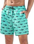 SILKWORLD Mens Swim Trunks Quick Dry Swim Shorts with Mesh Lining Funny Swimwear Bathing Suits, Blue Shark, X-Large