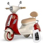kidsROAR Electric Bike for Kids, Battery Operated Vintage Scooter for Girls and Boys with Music Wide Seat, Safe Bike for Kid, Ages 2-6 Years, Stylish & Fun Design (Red)
