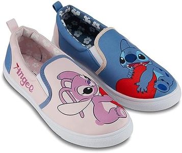 Disney Ladies Lilo and Stitch Shoes - Ladies Classic Lilo and Stitch Slip On Sneakers Lilo and Stitch Canvas Slip On Sneakers (Light Blue, 11)