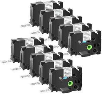 GREENCYCLE 10 Pack Compatible for Brother TZE-S251 TZ-S251 AZE-S251 Extra Strength Adhesive Black on White 0.94" 24mm TZe-251 Label Tape for PT2730 PT9600 D600VP D800W H500LI P700 P710BT P750W
