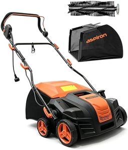 Aspiron 16” Artificial Turf Vacuum, Lawn Mover 2000w Grass Sweeper 15 Amp Lawn Sweeper Yard Power Brush with 55L Removable Leaf Collection Bag, Quick-Fold, Keeps Clear Sweepy Box, Apricot