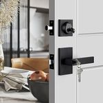 Haidms Black Exterior Door Lock Set with Deadbolt, Matte Black Front Door Handle and Deadbolt Set, Keyed Alike Entry Door Locksets with Deadbolt, Heavy Duty Zinc-alloyed Front Door Lock Set