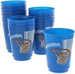 BLUE PANDA - Reusable Blue Tumblers, 16 Oz Plastic Cups for Basketball Party Supplies (16 Pk)