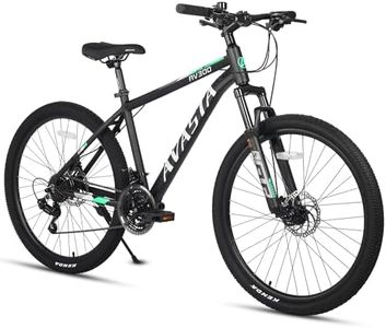 AVASTA 27.5-inch Mountain Bike MTB for Man Male and Woman Female Adult with Lightweight Aluminum Alloy Frame and Dual Disc Brakes, Front Suspension, 21-Speed Gear Shifters, Hidden Brake Cables, Black