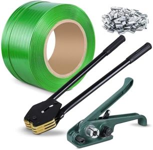 Mouuy Banding Strapping Kit with Strapping Tensioner Tool Banding Sealer Tool 250 Metal Seals 1000FT Heavy Duty Polyester PET Pallet Packaging Packing Strapping Banding Roll