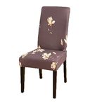 Styleys Polyester Floral Washable Elastic Dining Chair Cover Slipcovers (Set of 1, Mangolia Flower Coffee, SLMC168)