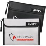 ROLOWAY Fireproof Bag (9.6 x 6.6 inches) 5200°F Heat Insulated, Fireproof Money Bag with Zipper for Cash, Fireproof Safe Bank Bag, Fireproof Money Organizer for Cash (2-Pack)