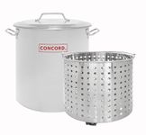 CONCORD Stainless Steel Stock Pot w/Steamer Basket. Cookware great for boiling and steaming (100 Quart)