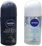 NIVEA MEN DEEP IMPACT FRESHNESS, FRESH NATURAL Deodorant Roll-on - For Men & Women (100 ml, Pack of 2)