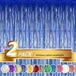 Propsicle 2 Pcs 3ftx6ft Blue Foil Curtains Birthday Decoration for Boys Girls, Anniversary, Bachelorette Party Decoration - Pack of 2