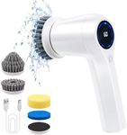 Mcbazel Electric Spin Scrubber,Rechargeable Cordless Electric Cleaning Brush with 5 Replaceable Brush Heads,2 Speeds Led Display & IPX7 Waterproof for Kitchen Bathroom Window Wall Tile