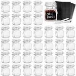 Oak & Steel - 12 Mini Clip Top Glass Spice Storage Jars - 100 ml Glass Canister Containers with Lids, 24 Labels and Chalk Pen (8 x 5cm) - Perfect for Spice Storage, Jam, Honey, Gifting