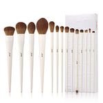 Jessup Makeup Brushes 14Pcs Makeup Brush Set Premium Synthetic Powder Foundation Contour Blush Concealer Eye Shadow Blending Liner Make Up Brush Kit Light Grey T329