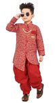 ELEGANT ATTIRE Boys Cotton Full Sleeve Wedding Kurta Sherwani, Traditional Ethnic Wear, Pack of 1 (3-4 YEARS, Red)