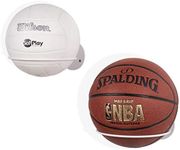 Wallniture Sporta Wall Mount Ball Holder Organization and Storage Rack for Basketball, Football, Soccer Balls, Metal White, Set of 2