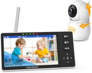 HelloBaby Baby Monitor with 1080P Baby Camera,Video Baby Monitor with Camera and Night Vision, 5.5’’ Split IPS Screen, No WiFi, ECO Mode, 2-Way Audio, Pan-Tilt-Zoom, 1000ft, Temp Display, Night Light