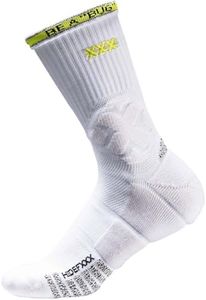 HideFxxx Basketball Socks for Men, Performance Cushioned Men's Athletic Crew Socks with Anti-Slip | Player Edition ProX |(US 12.5-14.5 | EU 47-50, White - 1 Pair)